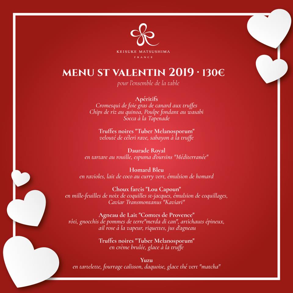 Menu Saint Valentin 19 Nice Chez Keisuke Matsushima